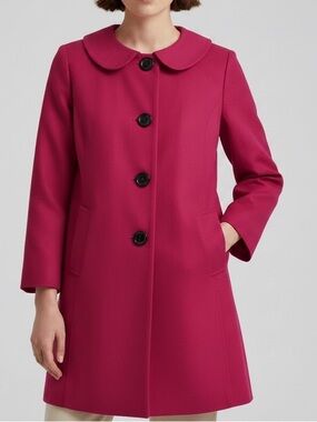 Ann Taylor LOFT fuschia Pink Peter Pan Collar Single-Breasted pea Coat 0P